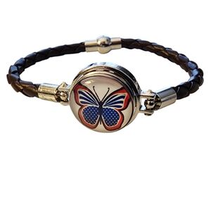 2FOR$30 - Vegan Leather Bracelet W/Interchangeable Patriotic Butterfly Charm